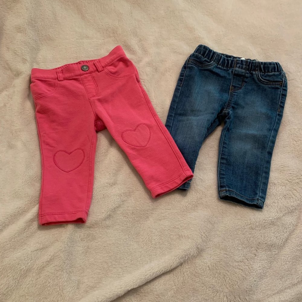 Two Pairs of Pants Oshkosh B'Gosh 9 Month - Old Navy 6- 12 Month